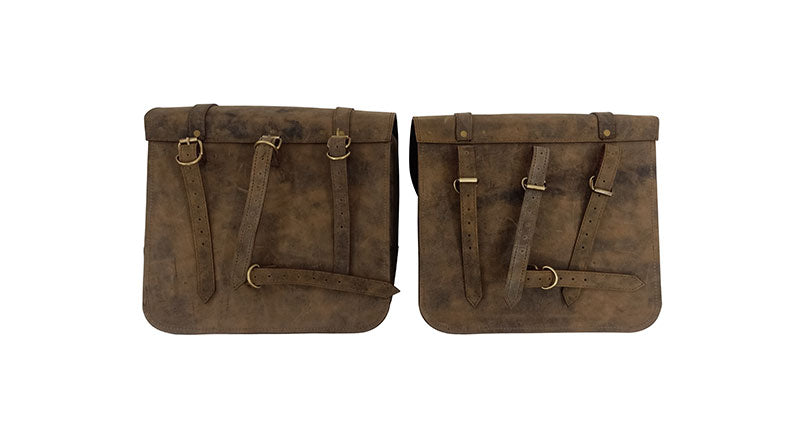 Royal Enfield New Classic Reborn 350 Leather Bags Dust Color With Mounting Pair