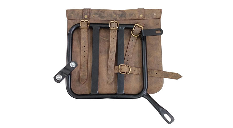 Royal Enfield New Classic Reborn 350 Leather Bags Dust Color With Mounting Pair