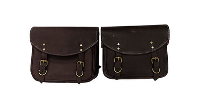 Royal Enfield Hunter 350 Leather Saddle Bags Rusty Brown With Mounting Pair