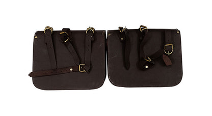 Royal Enfield Hunter 350 Leather Saddle Bags Rusty Brown With Mounting Pair