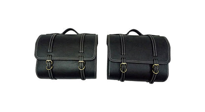 Royal Enfield New Classic Reborn 350 Leather Black Bags With Mounting Pair