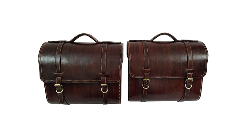 Royal Enfield New Classic Reborn 350cc Leather Antique Brown Bags and Mounting Pair