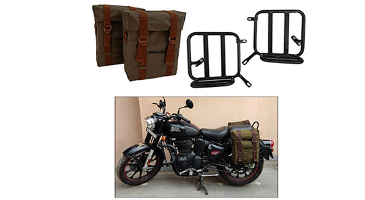 Royal Enfield New Classic Reborn 350cc Military Pannier Bags With Fitting