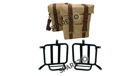 Royal Enfield Meteor 350cc Military Pannier Sand Color Bags With Fitting