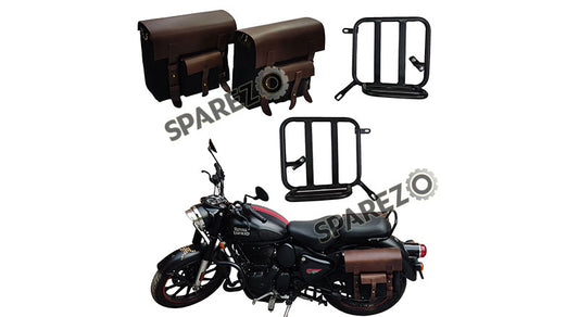 Royal Enfield New Classic Reborn 350 Black Color Bags With Mounting Pair