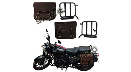 Royal Enfield New Classic Reborn 350cc Saddle Bags Rusty Brown With Mounting Pair