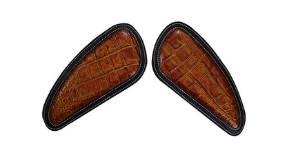 Customized Royal Enfield Interceptor 650cc Leather Knee Pad Pair Orange Crush D10
