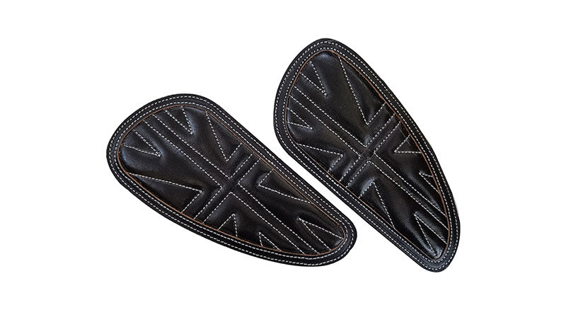 Customized Royal Enfield Interceptor 650 Leather Knee Pad Pair Union Jack D6