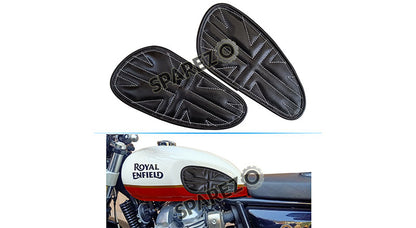 Customized Royal Enfield Interceptor 650cc Leather Knee Pad Pair Union Jack D5