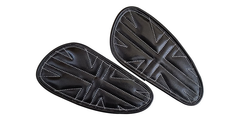 Customized Royal Enfield Interceptor 650cc Leather Knee Pad Pair Union Jack D5