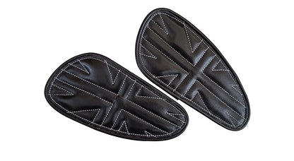 Customized Royal Enfield Interceptor 650cc Leather Knee Pad Pair Union Jack D5
