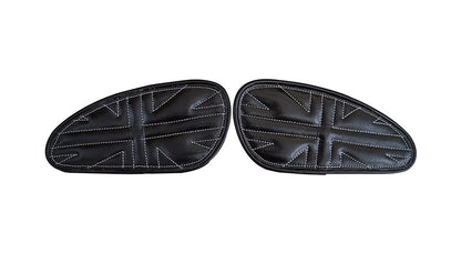 Customized Royal Enfield Interceptor 650cc Leather Knee Pad Pair Union Jack D5