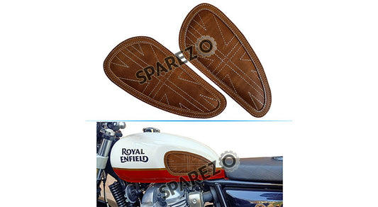 Customized Royal Enfield Interceptor 650cc Leather Knee Pad Pair Union Jack D3