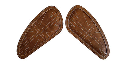 Customized Royal Enfield Interceptor 650cc Leather Knee Pad Pair Union Jack D3