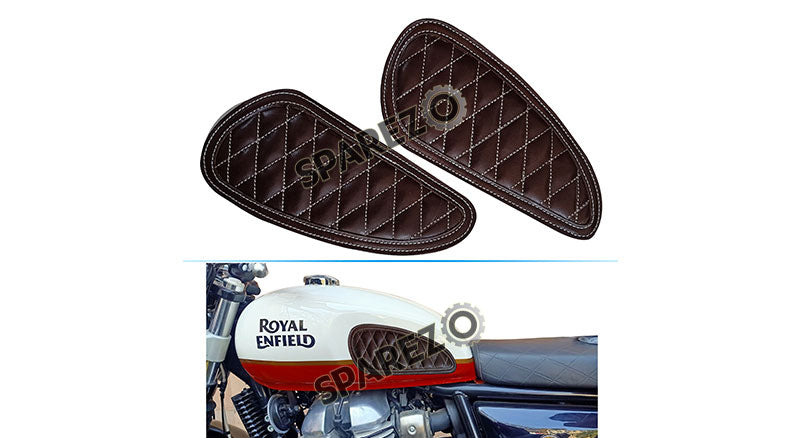 Customized Royal Enfield Interceptor 650cc Leather Knee Pad Pair Union Jack D1