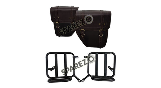 Royal Enfield New Classic Reborn 350cc Leather Bags With Mounting Pair Brown