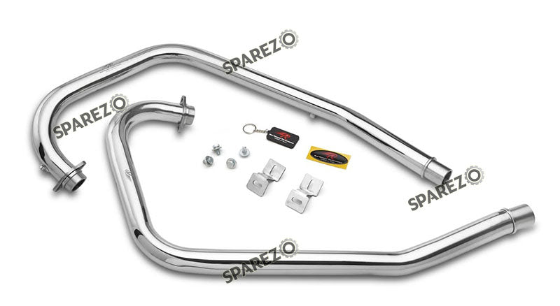 Royal Enfield GT and Interceptor 650cc Red Rooster Header Bend Pipe with Silencer Polished