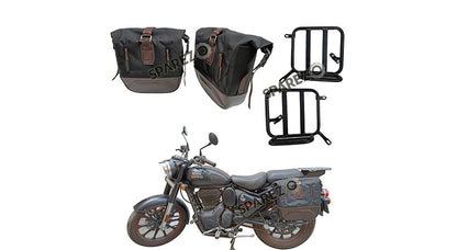 Royal Enfield Classic Reborn 350cc Pannier Luggage Bags Brown and Mounting 2022-23