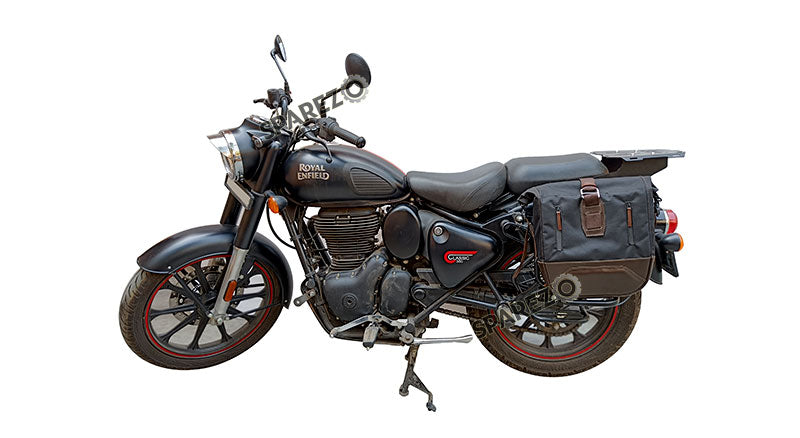 Royal Enfield Classic Reborn 350cc Pannier Luggage Bags Brown and Mounting 2022-23