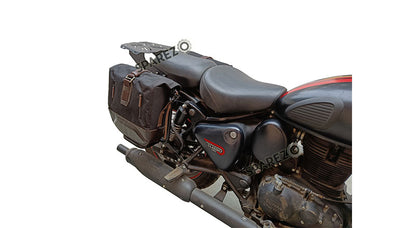 Royal Enfield Classic Reborn 350cc Pannier Luggage Bags Brown and Mounting 2022-23