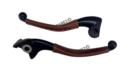 Royal Enfield Classic Reborn and Meteor 350cc Leather Covering Levers Grips With Tool Bag