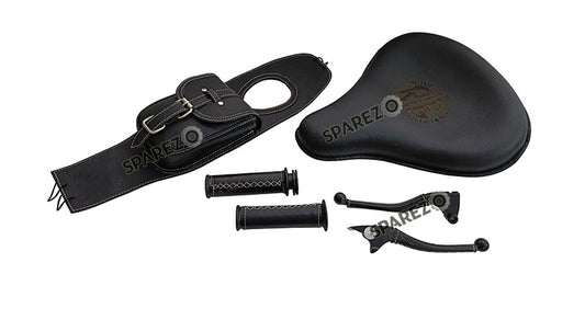 Royal Enfield Classic 350cc 500cc Seat Tank Belt With Grip Set and Lever Set Black