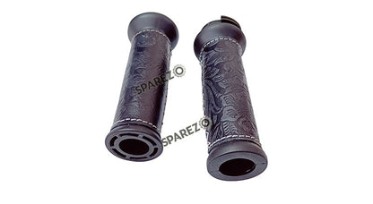 Royal Enfield Classic Reborn 350 and Meteor 350 Lever Grip With Engraved Leather Cover Black
