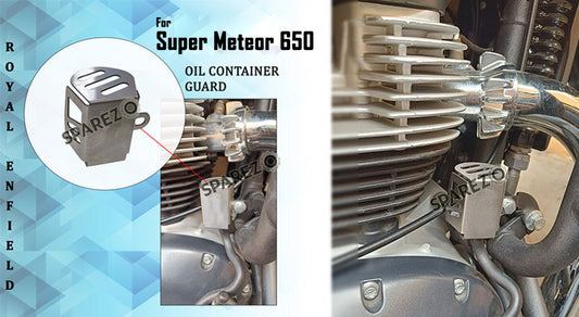 Royal Enfield Super Meteor 650 Stainless Steel Oil Container Guard Silver