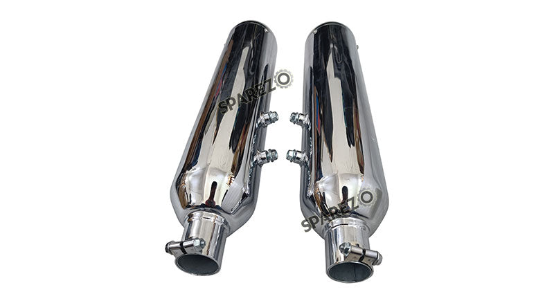 Royal Enfield Super Meteor 650 AEW 202 Chrome Exhaust Silencer LH and RH Pair