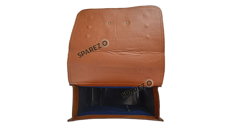 Royal Enfield Super Meteor 650 Tan Brown Leather Pannier Bags With Mounting Pair
