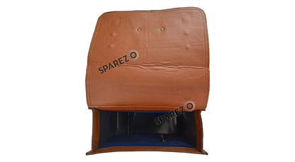 Royal Enfield Super Meteor 650 Tan Brown Leather Pannier Bags With Mounting Pair