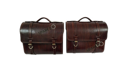 Royal Enfield Super Meteor 650 Antique Brown Leather Pannier Bags and Mounting