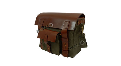 Royal Enfield Super Meteor 650 Olive Canvas Leather Pannier Bags and Mounting