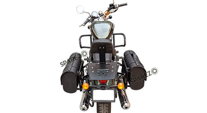 Royal Enfield Super Meteor 650 LH RH Black Leather Pannier Bags Pair and Mounting