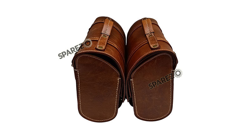 Royal Enfield Super Meteor 650 Brown Tan Leather Bags With Pannier Mounting