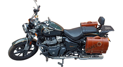 Royal Enfield Super Meteor 650 Brown Tan Leather Bags With Pannier Mounting