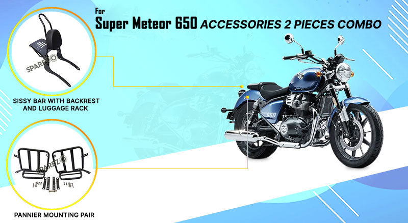 Royal Enfield Super Meteor 650 Pannier Mounting and Rear Backrest With Rack