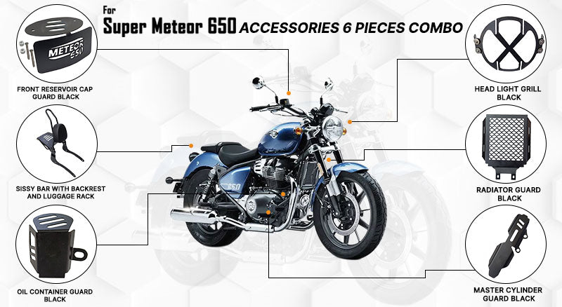 Royal Enfield Super Meteor 6 Pcs Accessories Combo Black