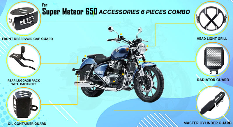 Royal Enfield Super Meteor 650 Accessories 6 Pcs Combo Black