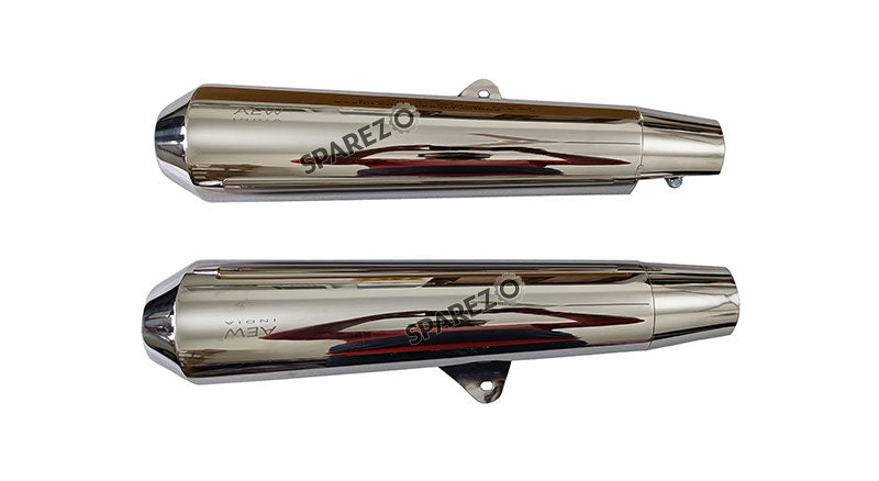 Royal Enfield GT and Interceptor 650 AEW 103 Polished Exhaust Silencer LH-RH Pair