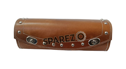 Universal Fit Indian Motorbike Front Side Brown Tan Genuine Leather Tool Bag