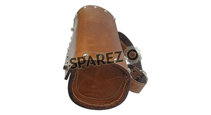 Universal Fit Indian Motorbike Front Side Brown Tan Genuine Leather Tool Bag