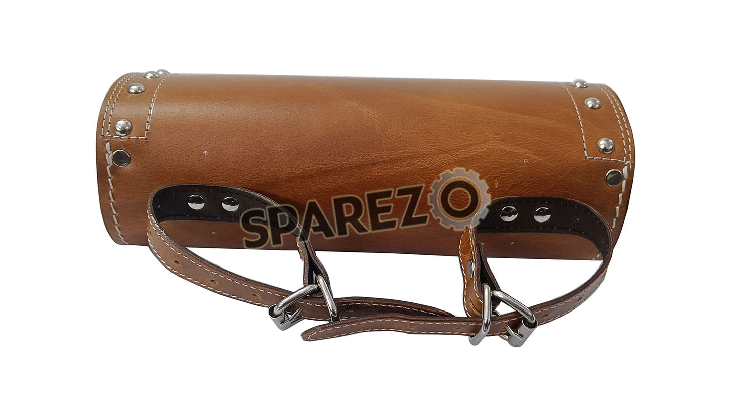 Universal Fit Indian Motorbike Front Side Brown Tan Genuine Leather Tool Bag