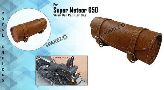 Royal Enfield Super Meteor 650 Engraved Leather Tools and Accessories Bag Brown