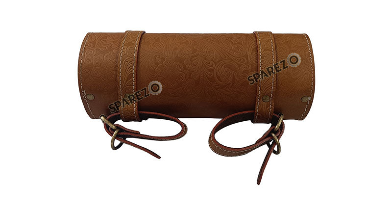Royal Enfield Super Meteor 650 Engraved Leather Tools and Accessories Bag Brown