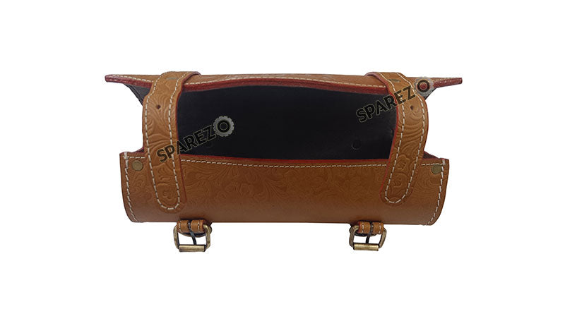 Royal Enfield Super Meteor 650 Engraved Leather Tools and Accessories Bag Brown