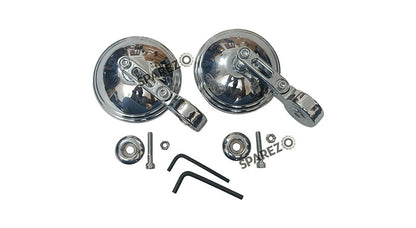 Royal Enfield Meteor and Classic Reborn 350 Bar End Mirrors with Mounts Chrome