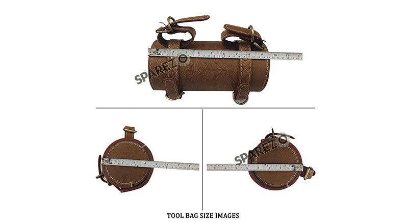 Royal Enfield Meteor and Classic Reborn 350 Leather Tool Bag lever with Grip Brown