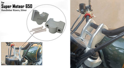 Royal Enfield Super Meteor 650 Aluminium Handlebar Risers 35mm Silver
