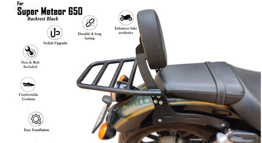 Royal Enfield Super Meteor 650 Rear Luggage Rack and Backrest Black